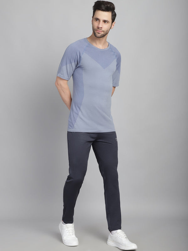 Vimal Jonney Solid  Grey  Polyester Lycra Half sleeves Co-ord Set Tracksuit For Men