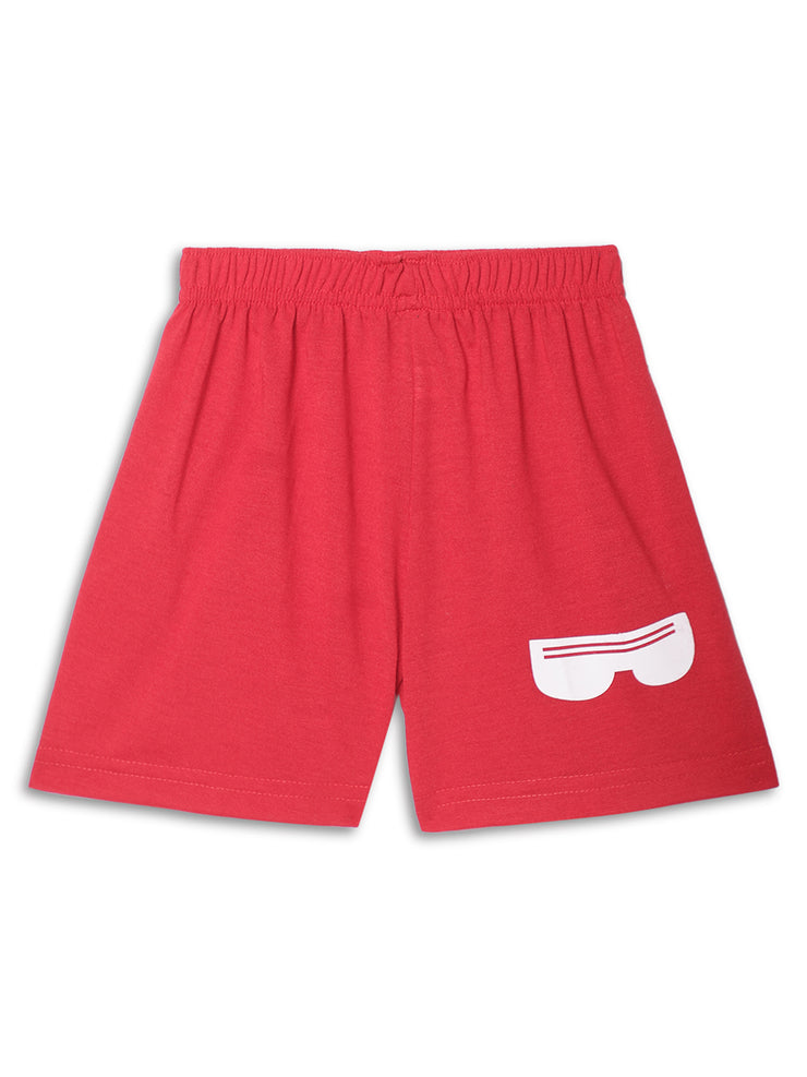 Vimal Jonney Printed  Red Regular Fit Cotton blended Shorts For Kids