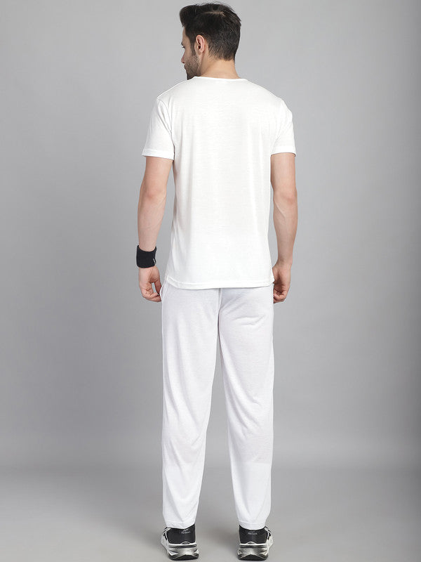 Vimal Jonney Printed  White Round Neck Cotton  Half sleeves Co-ord set Tracksuit For Men