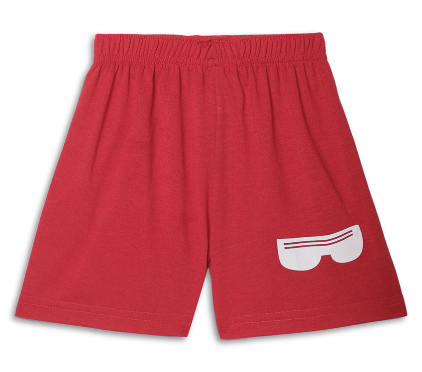 Vimal Jonney Printed Red Regular Fit Cotton blended Tshirt And Bottom Set For Kids