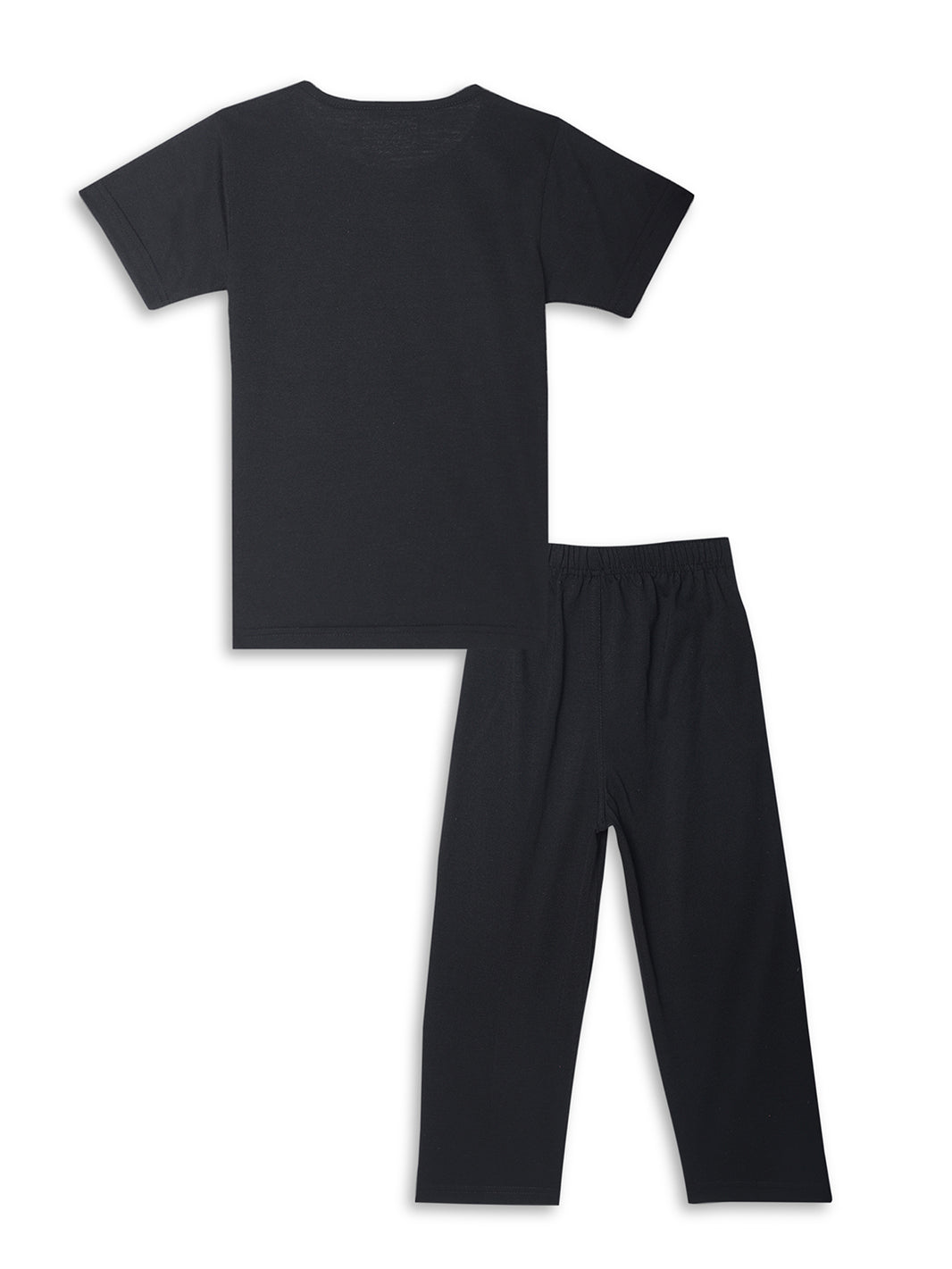 Vimal Jonney Printed Black Regular Fit Cotton blended Tshirt And Bottom Set For Kids
