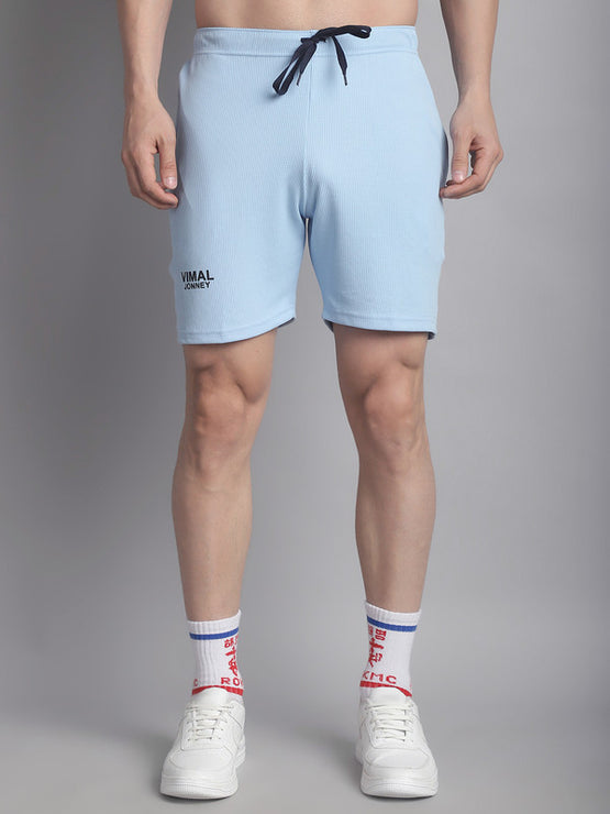 Vimal Jonney Solid Light Blue Regular Fit Polyster Lycra Shorts For Men
