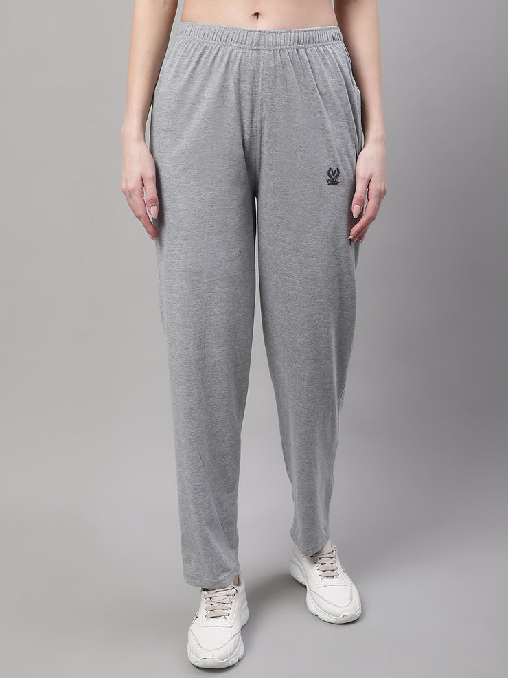 Vimal Jonney Grey Melange Regular fit Cotton Trackpant for Women(Zip On 1 Side Pocket)