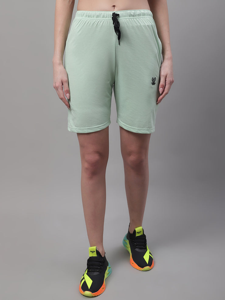 Vimal Jonney Light Green Regular fit Cotton Shorts for Women