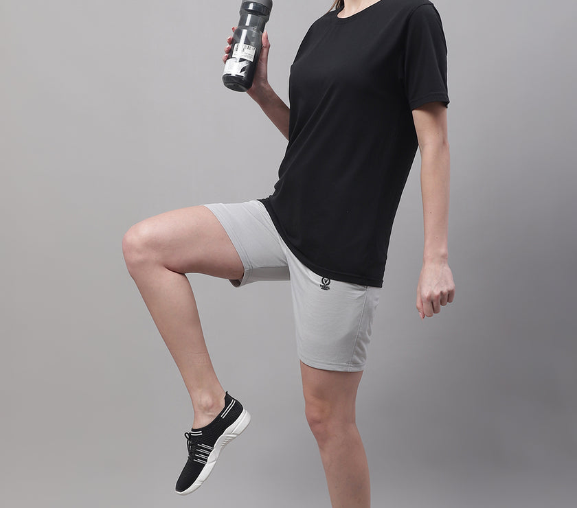 Vimal Jonney Light Grey Regular fit Cotton Shorts for Women