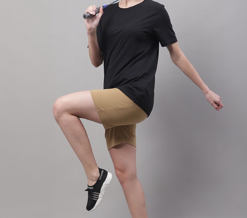 Vimal Jonney Mud Regular fit Cotton Shorts for Women