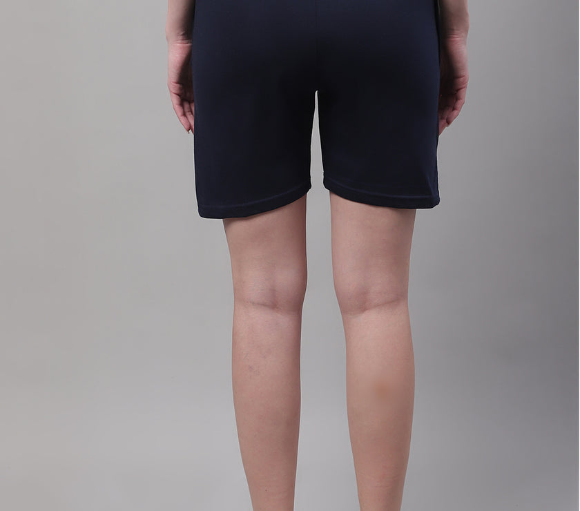 Vimal Jonney Navy Blue Regular fit Cotton Shorts for Women