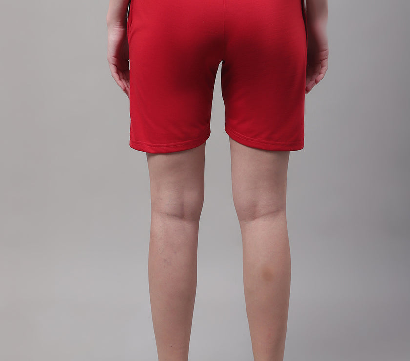 Vimal Jonney Red Regular fit Cotton Shorts for Women