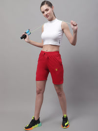 Vimal Jonney Red Regular fit Cotton Shorts for Women