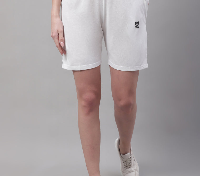 Vimal Jonney White Regular fit Cotton Shorts for Women