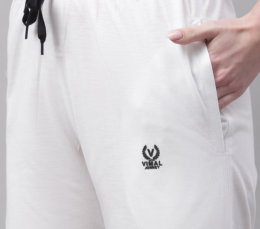 Vimal Jonney White Regular fit Cotton Shorts for Women
