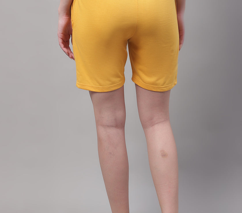 Vimal Jonney Yellow Regular fit Cotton Shorts for Women