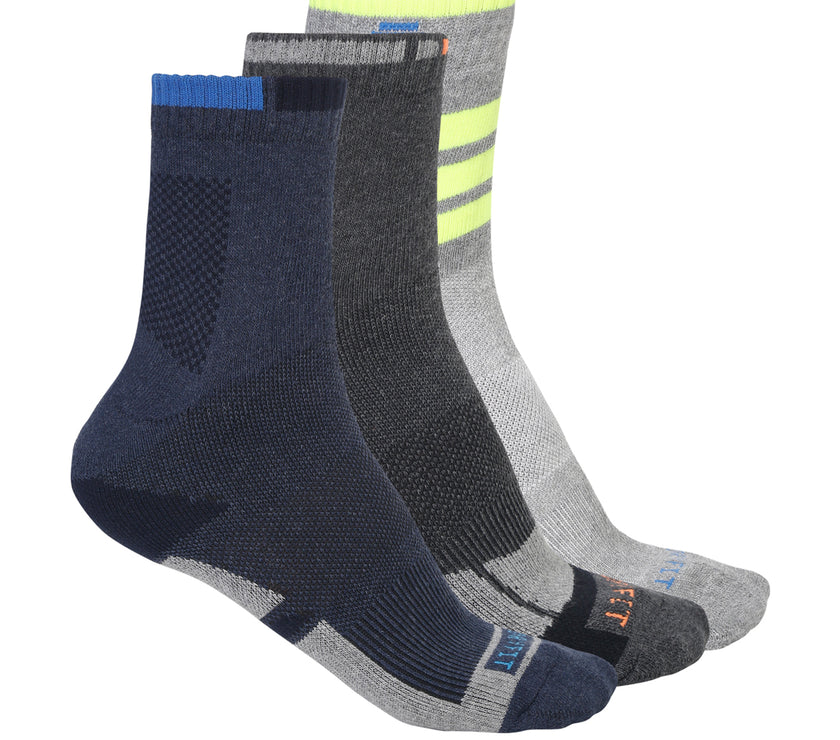 Vimal Jonney Men's Dryfit Solid Full Socks, Free Size, Pack of 3 (Multicoloured)