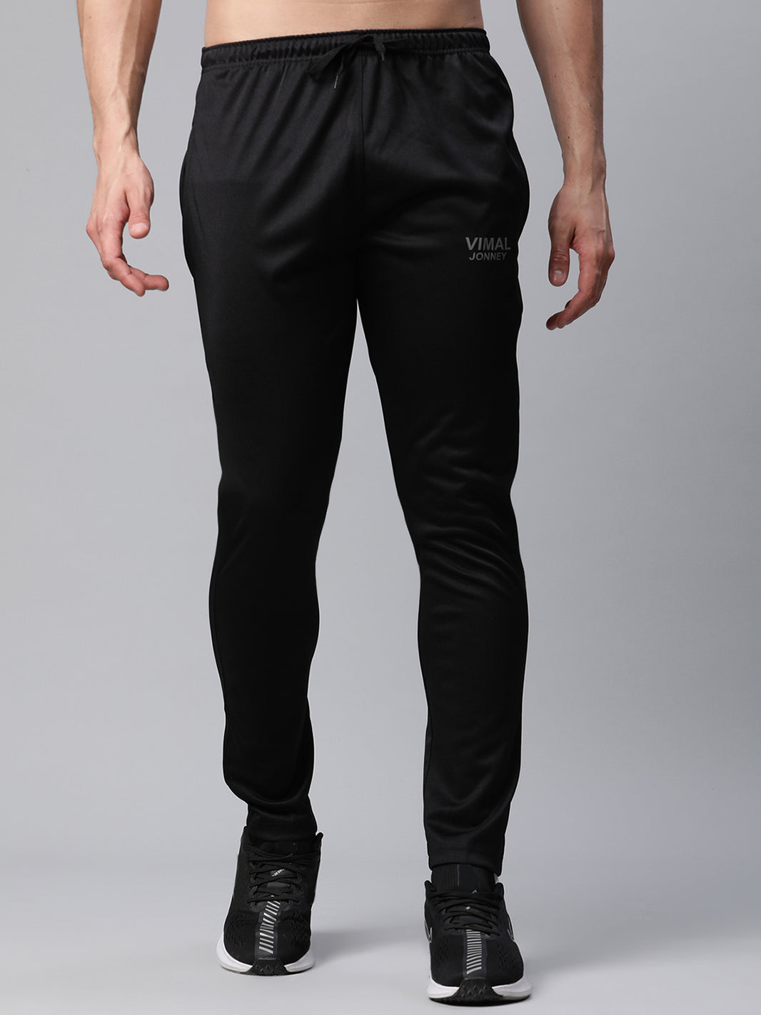 Vimal Jonney Dryfit Polyster Lycra Solid Black Trackpant for Men