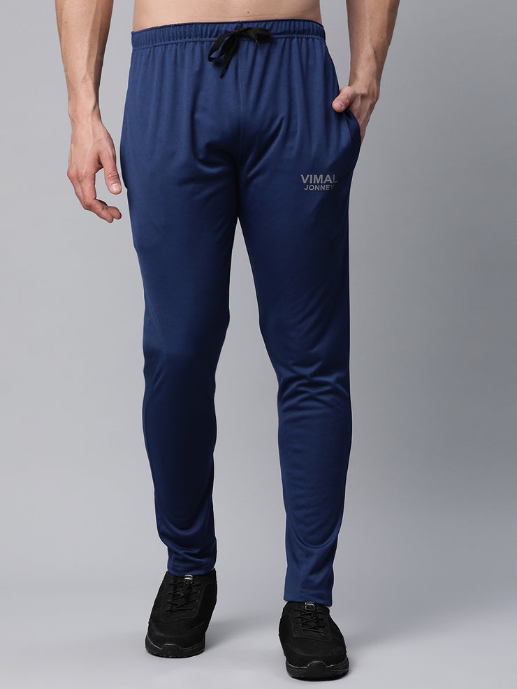 Vimal Jonney Dryfit Polyster Lycra Solid Blue Trackpant for Men