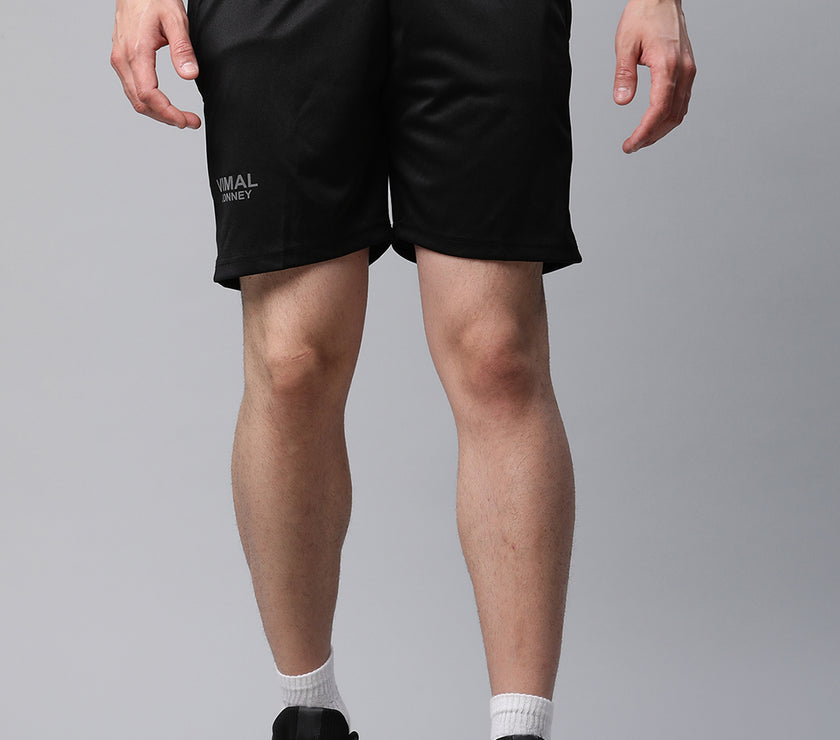 Vimal Jonney Dryfit Solid Black Shorts for Men