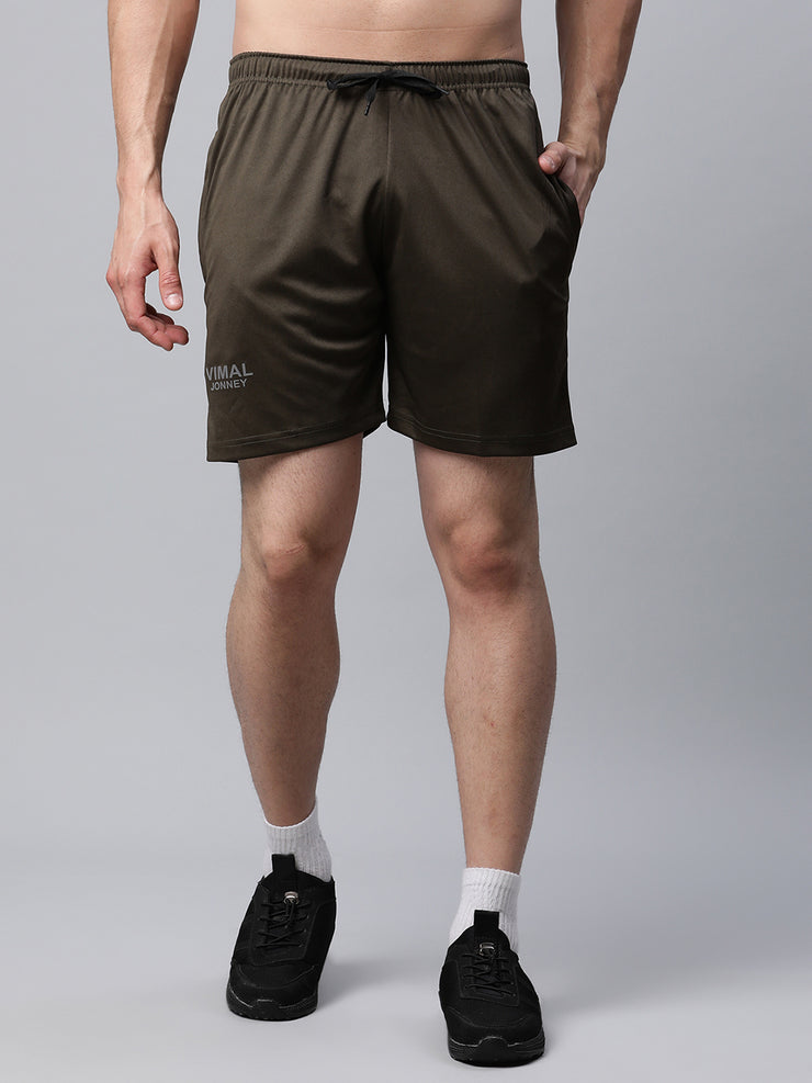 Vimal Jonney Dryfit Solid Olive Shorts for Men
