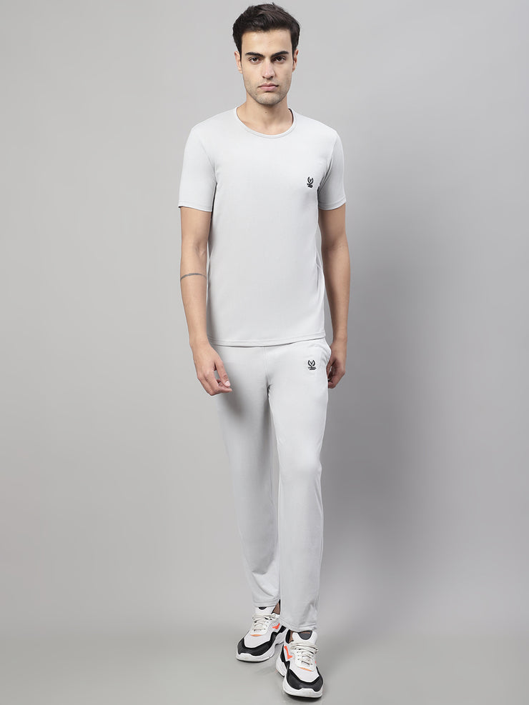 Vimal Jonney Light Grey Cotton Solid Co-ord Set Tracksuit For Men(Zip On 1 Side Pocket)