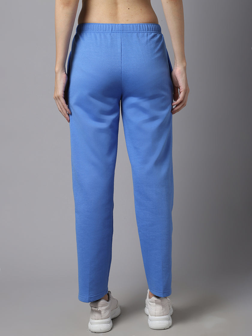 Vimal Jonney Fleece Regular-Fit Sky Blue Trackpant for Women