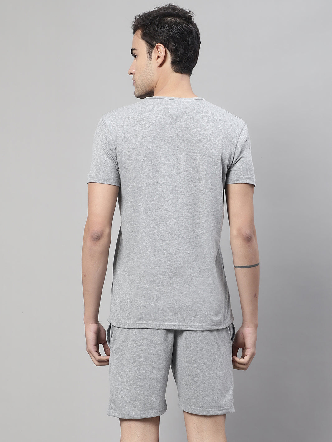 Vimal Jonney Grey Melange Cotton Solid Co-ord Set Tracksuit For Men(Zip On 1 Side Pocket)