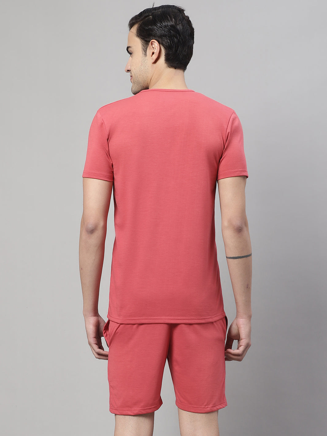 Vimal Jonney Pink Cotton Solid Co-ord Set Tracksuit For Men(Zip On 1 Side Pocket)