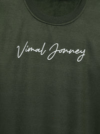 Vimal Jonney Olive Printed Round Neck Cotton Fleece Sweatshirt for Kids