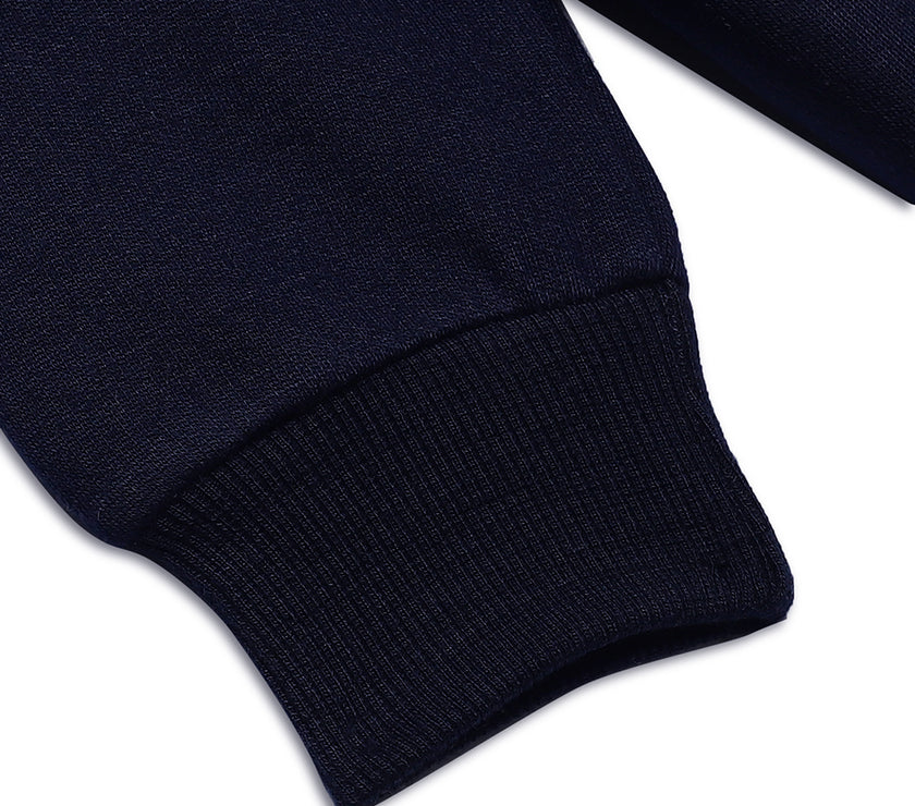 Vimal Jonney Navy Blue Printed Round Neck Cotton Fleece Sweatshirt for Kids