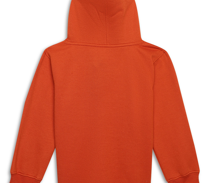 Vimal Jonney Rust Printed Hooded Cotton Fleece Sweatshirt for Kids