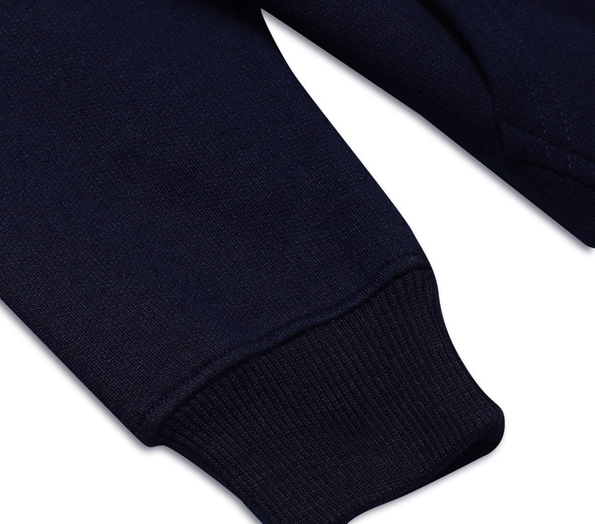 Vimal Jonney Navy Blue Printed Hooded Cotton Fleece Sweatshirt for Kids