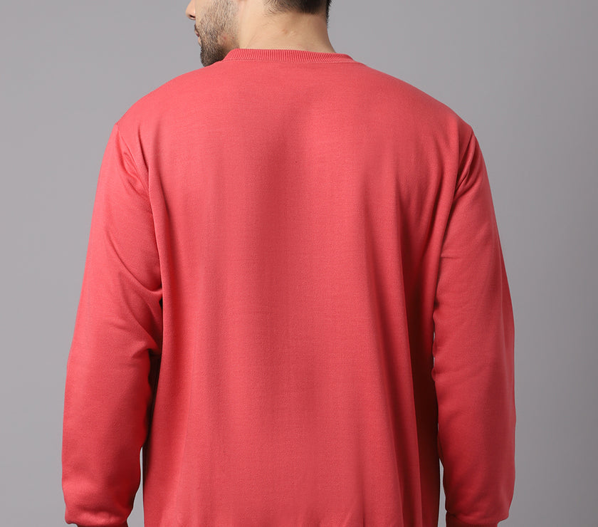 Vimal Jonney Fleece Round Neck Pink Sweatshirt for Men
