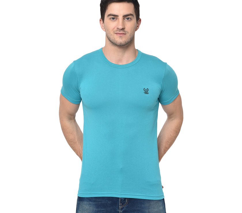 Vimal Jonney Round Neck Light Blue T-shirt For Men's