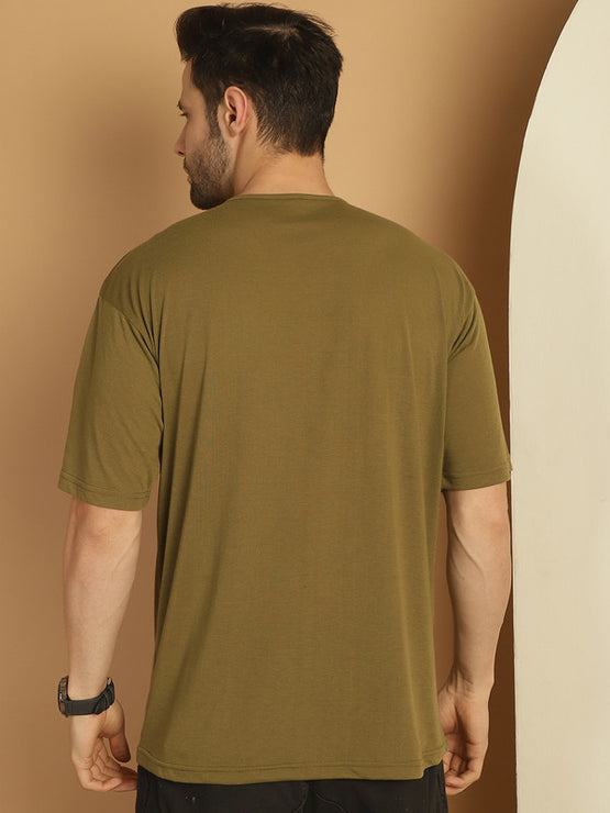 Vimal Jonney Printed Green Round Neck Cotton Oversize Half sleeves Tshirt For Men