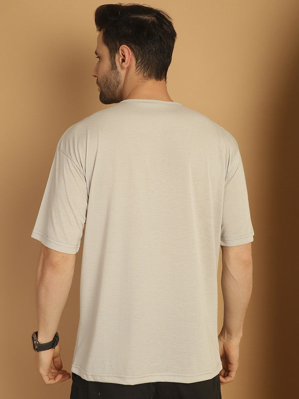 Vimal Jonney Printed Grey Round Neck Cotton Oversize Half sleeves Tshirt For Men