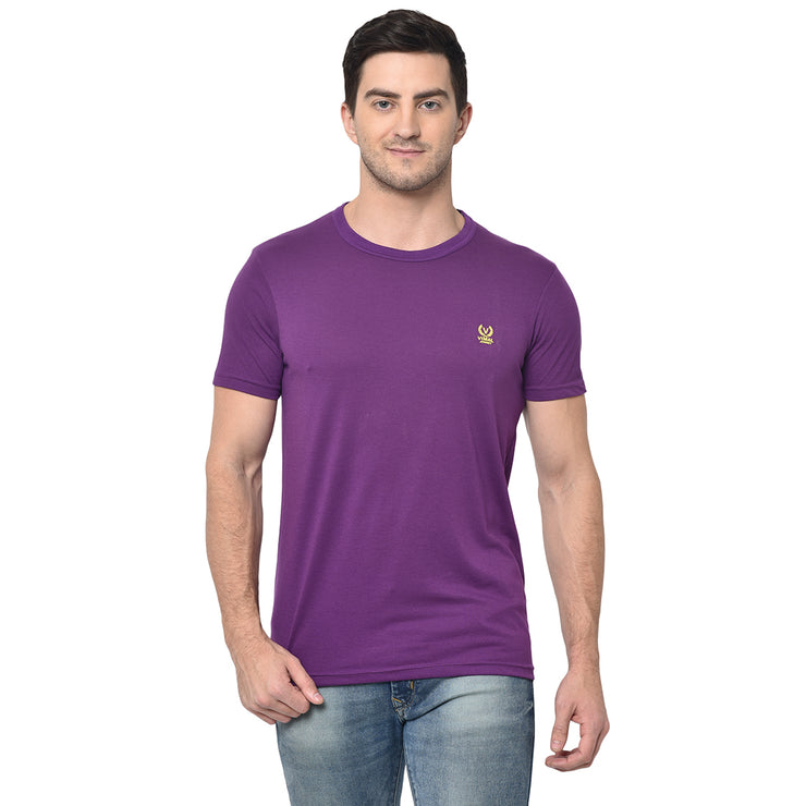 Vimal Jonney Round Neck Purple T-shirt For Men's