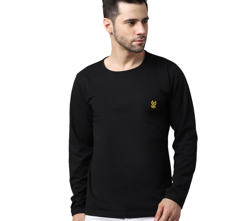 Vimal Jonney Cotton Black FullSleeve T-Shirt For Men