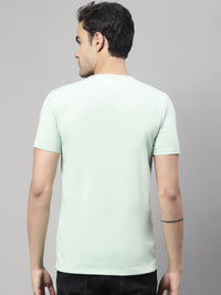 Vimal Jonney Round Neck Cotton Printed Light Green T-Shirt for Men