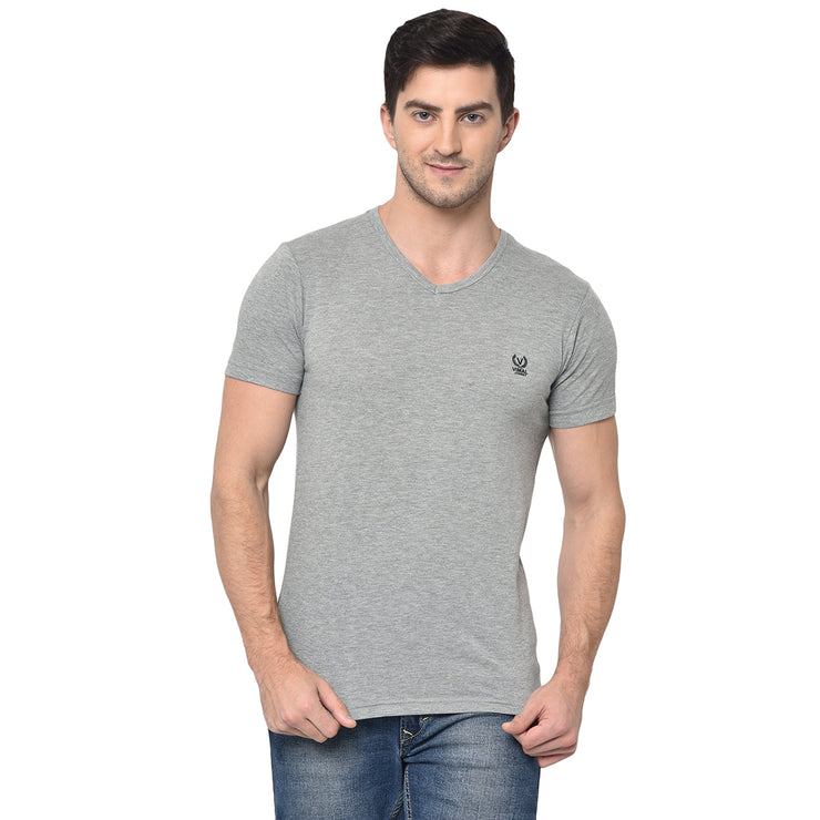 Vimal Jonney Round Neck Silver T-shirt For Men's