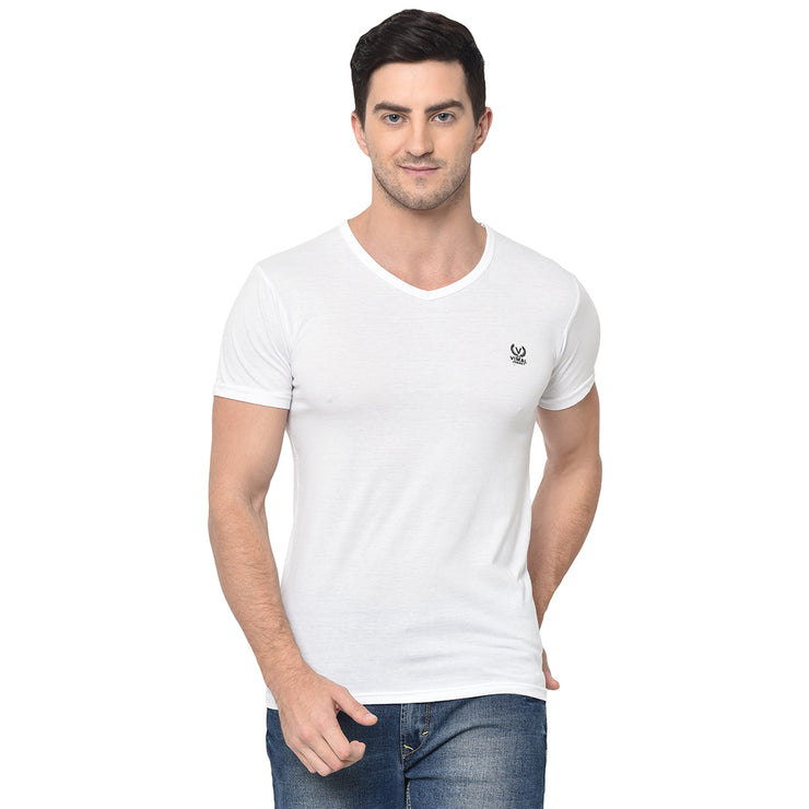Vimal Jonney Round Neck white T-shirt For Men's