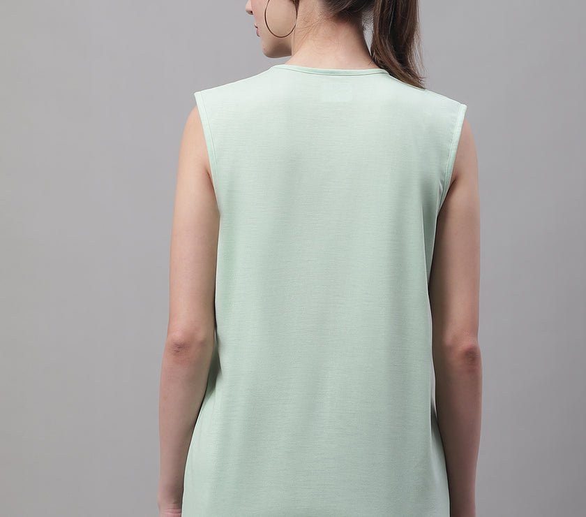 Vimal Jonney Regular Fit Cotton Solid Light Green Gym Vest for Women