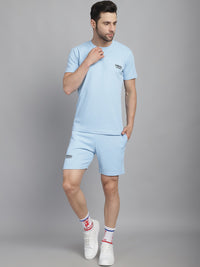 Vimal Jonney Solid  Light Blue  Polyester Lycra Half sleeves Co-ord Set Tracksuit For Men