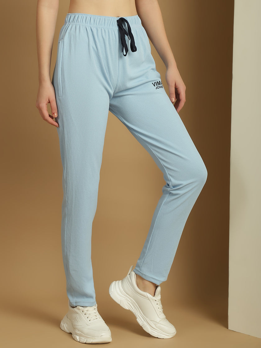 Vimal Jonney Solid Light Blue Regular Fit Polyster Lycra Trackpant For Women