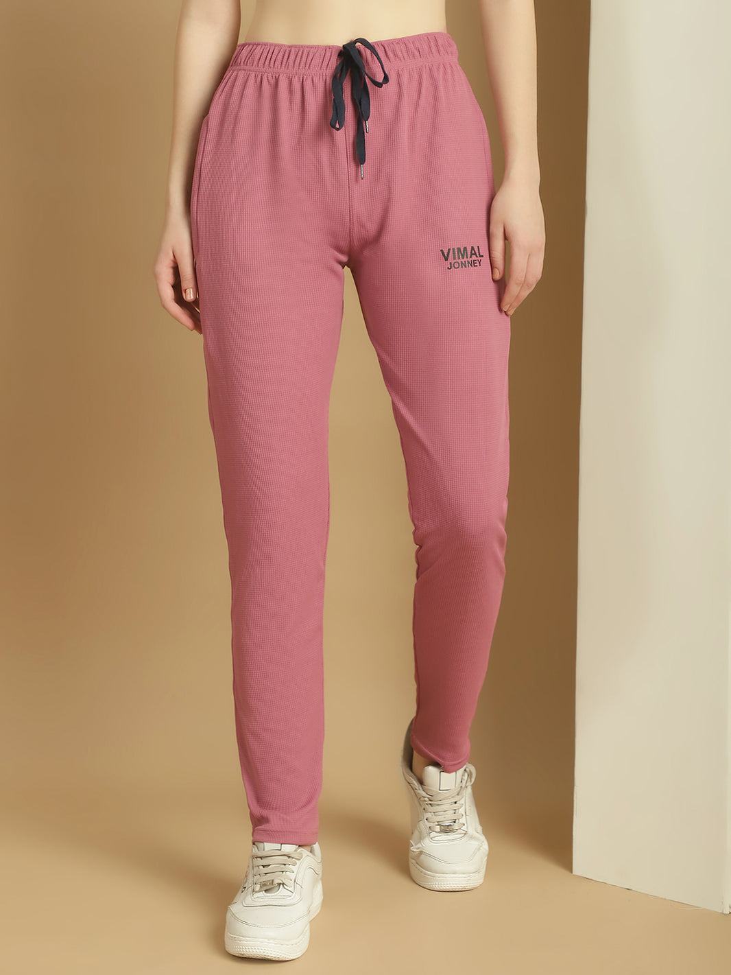 Vimal Jonney Solid Pink Regular Fit Polyster Lycra Trackpant For Women