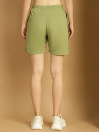 Vimal Jonney Solid Light Green Regular Fit Polyster Lycra Shorts For WOMEN