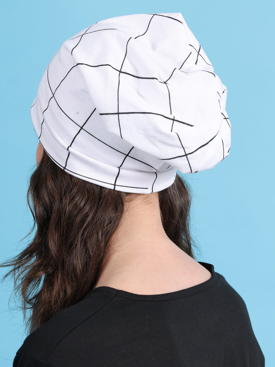 Vimal Jonney check printed white cap for Women