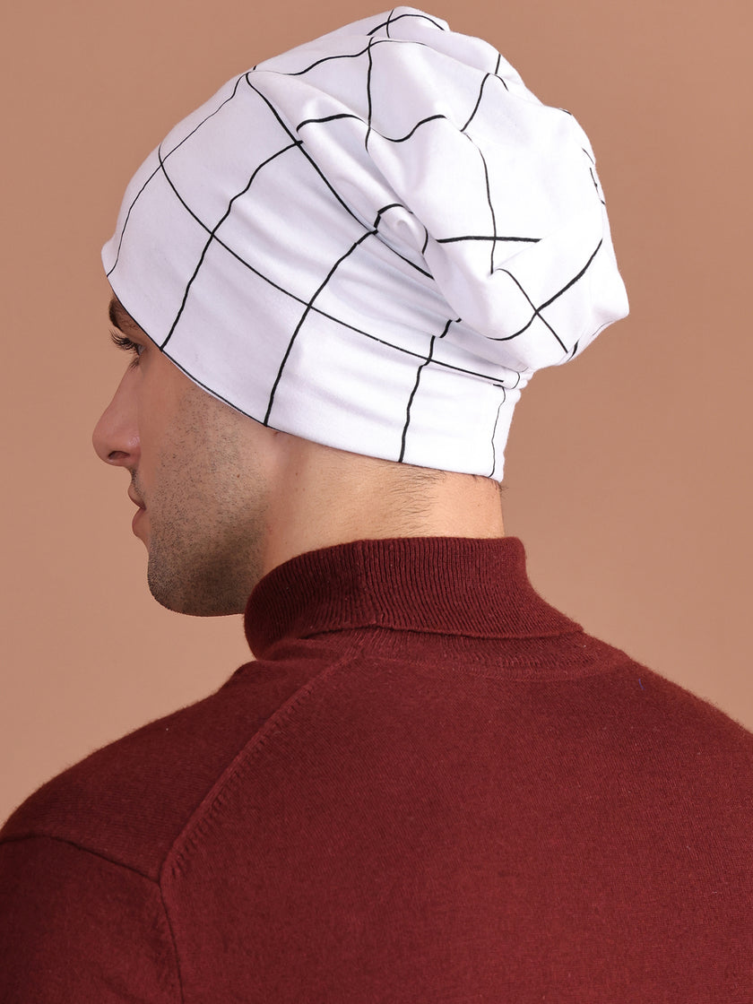 Vimal Jonney check printed white cap for Men