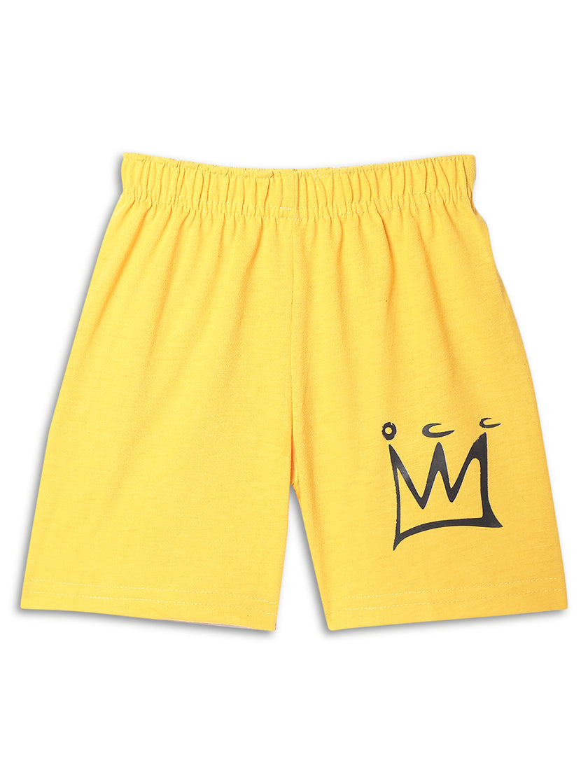 Vimal Jonney Printed  Yellow Regular Fit Cotton blended Shorts For Kids