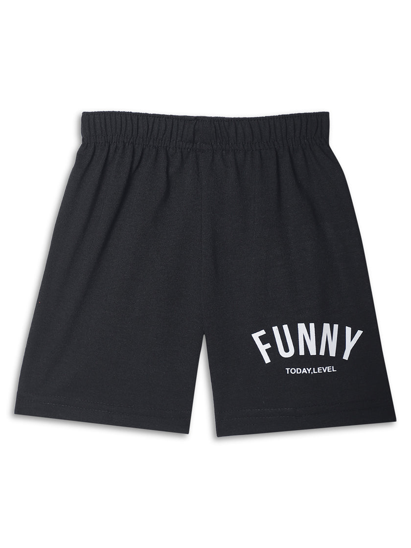 Vimal Jonney Printed  Black Regular Fit Cotton blended Shorts For Kids