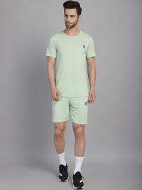 Vimal Jonney Light Green Cotton Solid Co-ord Set Tracksuit For Men(Zip On 1 Side Pocket)