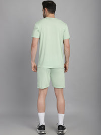 Vimal Jonney Light Green Cotton Solid Co-ord Set Tracksuit For Men(Zip On 1 Side Pocket)