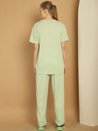 Vimal Jonney Light Green Cotton Solid Co-ord Set Tracksuit For Women